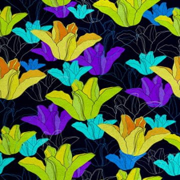 Royal Samt Stoff Polyester Zum Nähen - Motiv Blumen 8