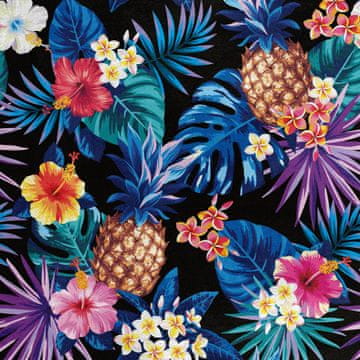 Royal Samt Stoff Polyester Zum Nähen - Motiv Ananas Palmen
