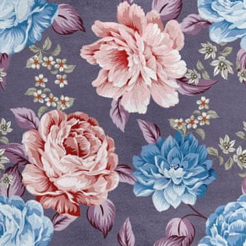 Royal Samt Stoff Polyester Zum Nähen - Motiv schöne Blumen