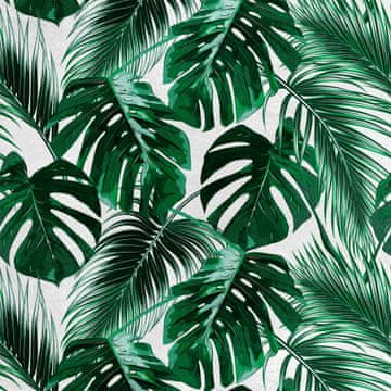 Royal Samt Stoff Polyester Zum Nähen - Motiv Tropische grüne Blätter