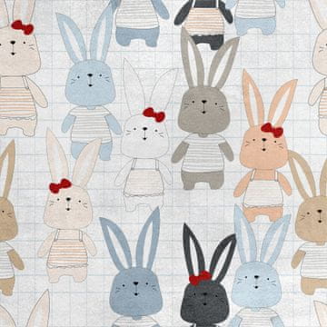 Royal Samt Stoff Polyester Zum Nähen - Motiv Baby-Kaninchen-Doodle