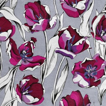 Royal Samt Stoff Polyester Zum Nähen - Motiv Tulpen Blumen