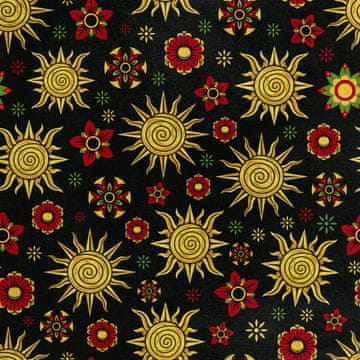 Royal Samt Stoff Polyester Zum Nähen - Motiv Sonne und Blumen