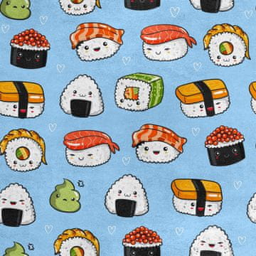 Royal Samt Stoff Polyester Zum Nähen - Motiv Kawaii-Sushi 2