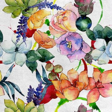 Royal Samt Stoff Polyester Zum Nähen - Motiv Aquarell wilde Blumen