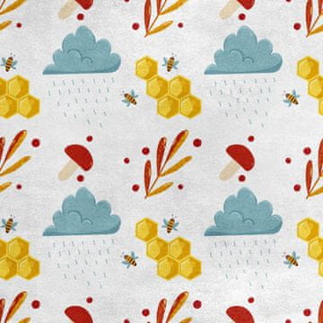 Royal Samt Stoff Polyester Zum Nähen - Motiv Bienen und Regen