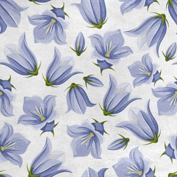 Royal Samt Stoff Polyester Zum Nähen - Motiv Blaue Glockenblumen