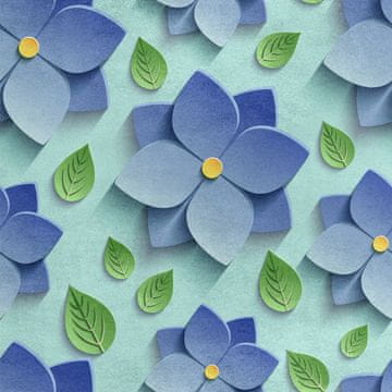 Royal Samt Stoff Polyester Zum Nähen - Motiv Blaue Blumen 3d