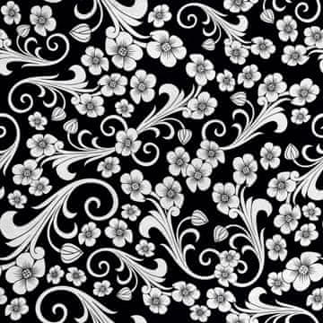 Royal Samt Stoff Polyester Zum Nähen - Motiv Kleine Blumen auf schwarzem