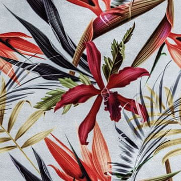 Royal Samt Stoff Polyester Zum Nähen - Motiv tropische Blumen