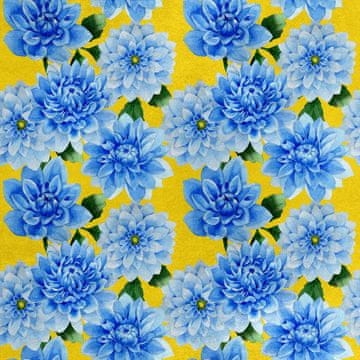 Royal Samt Stoff Polyester Zum Nähen - Motiv blaue Dahlie