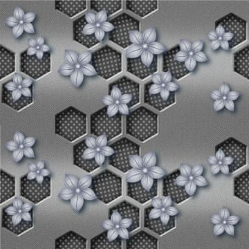 VANJSKI DEKOSTOFFE OXFORD - Motiv Graue Blumen