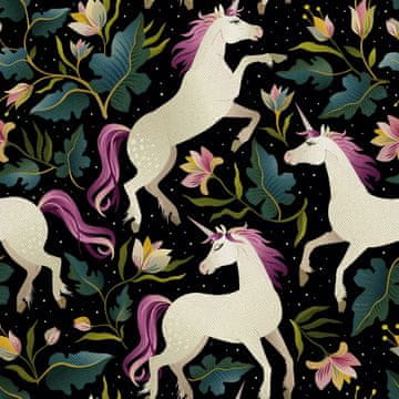 VANJSKI DEKOSTOFFE OXFORD - Motiv Einhorn in Blumen
