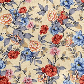 Royal Samt Stoff Polyester Zum Nähen - Motiv gemalte Blumen 6