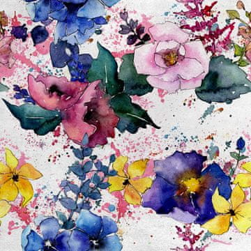 Royal Samt Stoff Polyester Zum Nähen - Motiv Wildblumen 2