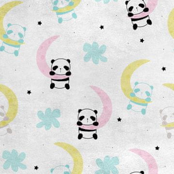 Royal Samt Stoff Polyester Zum Nähen - Motiv Panda auf dem Mond