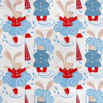 Royal Samt Stoff Polyester Zum Nähen - Motiv Hase im Regen