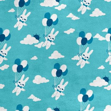 Royal Samt Stoff Polyester Zum Nähen - Motiv Kaninchen mit Luftballons
