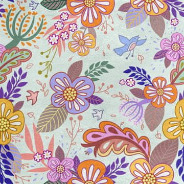 Royal Samt Stoff Polyester Zum Nähen - Motiv handgezeichnete Blumen