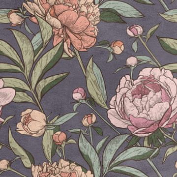 Royal Samt Stoff Polyester Zum Nähen - Motiv Blumen 4