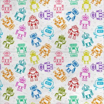 Royal Samt Stoff Polyester Zum Nähen - Motiv Roboter