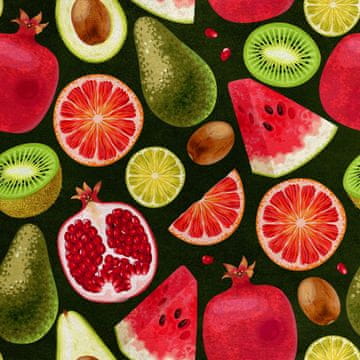 Royal Samt Stoff Polyester Zum Nähen - Motiv Frucht