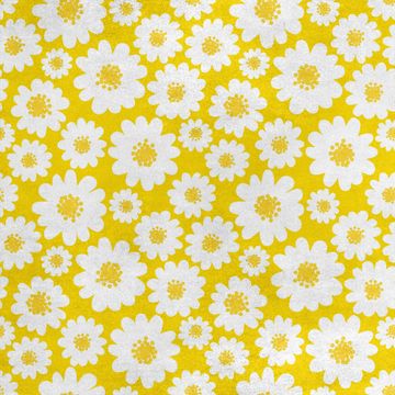 Royal Samt Stoff Polyester Zum Nähen - Motiv Blumen auf gelbem
