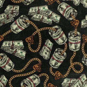 Royal Samt Stoff Polyester Zum Nähen - Motiv Dollar, Mafia