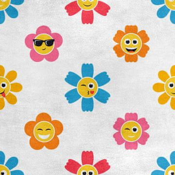 Royal Samt Stoff Polyester Zum Nähen - Motiv Emoticon-Blumen