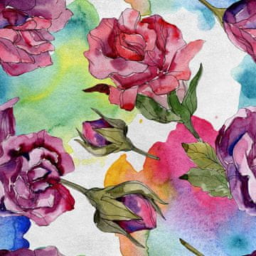 Royal Samt Stoff Polyester Zum Nähen - Motiv aquarell Blumen 3