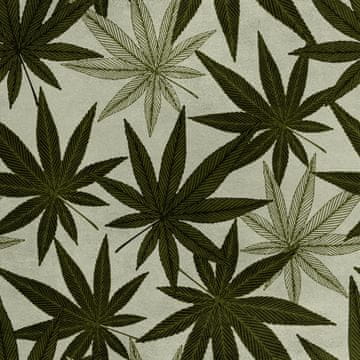 Royal Samt Stoff Polyester Zum Nähen - Motiv grüne Cannabisblätter