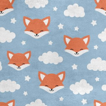 Royal Samt Stoff Polyester Zum Nähen - Motiv Fuchs und Wolken