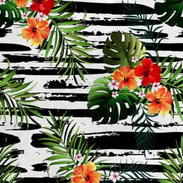 Royal Samt Stoff Polyester Zum Nähen - Motiv tropische Blumen 3