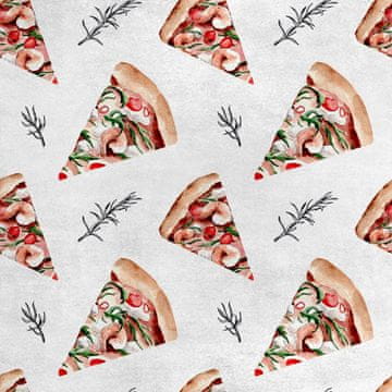 Royal Samt Stoff Polyester Zum Nähen - Motiv Pizza und Rosmarin