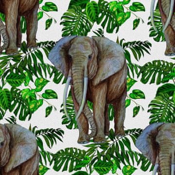 VANJSKI DEKOSTOFFE OXFORD - Motiv Elefant in den Blättern