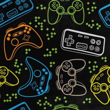 Royal Samt Stoff Polyester Zum Nähen - Motiv Joysticks