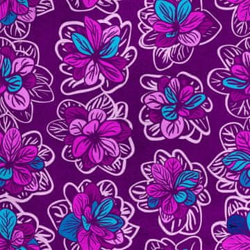 Royal Samt Stoff Polyester Zum Nähen - Motiv Blumen auf einem lila