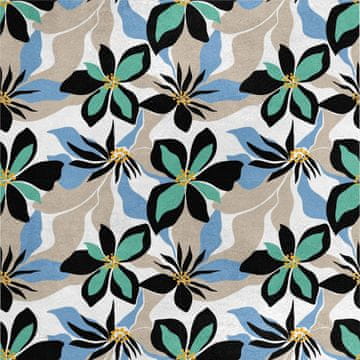 Royal Samt Stoff Polyester Zum Nähen - Motiv abstrakte tropische Blumen