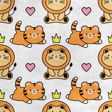 Royal Samt Stoff Polyester Zum Nähen - Motiv König der Löwen und Tiger