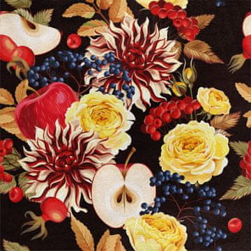 Royal Samt Stoff Polyester Zum Nähen - Motiv Herbstblumen