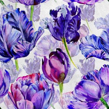 Royal Samt Stoff Polyester Zum Nähen - Motiv lila Tulpen
