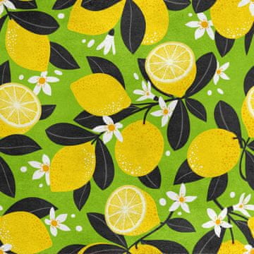 Royal Samt Stoff Polyester Zum Nähen - Motiv blühende Zitronen