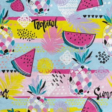 Royal Samt Stoff Polyester Zum Nähen - Motiv Wassermelonen und Ananas