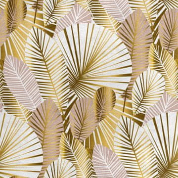 Royal Samt Stoff Polyester Zum Nähen - Motiv Goldene Blätter