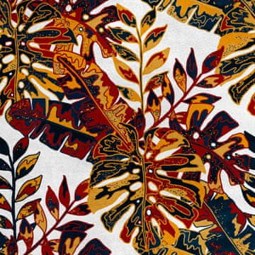 Royal Samt Stoff Polyester Zum Nähen - Motiv Blätter in Herbstfarben