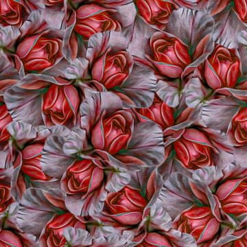 Royal Samt Stoff Polyester Zum Nähen - Motiv Aquarellblumen 4