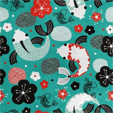 Royal Samt Stoff Polyester Zum Nähen - Motiv asiatischer Fisch
