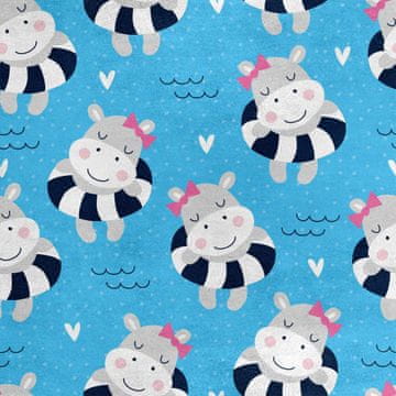 Royal Samt Stoff Polyester Zum Nähen - Motiv schwimmendes Nilpferd