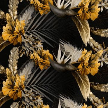Royal Samt Stoff Polyester Zum Nähen - Motiv tropische Blumen Aquarell