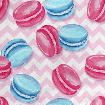 Royal Samt Stoff Polyester Zum Nähen - Motiv rosa blaue Makronen
